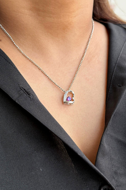 Deep Purple Crystal – Silver-Plated Chain